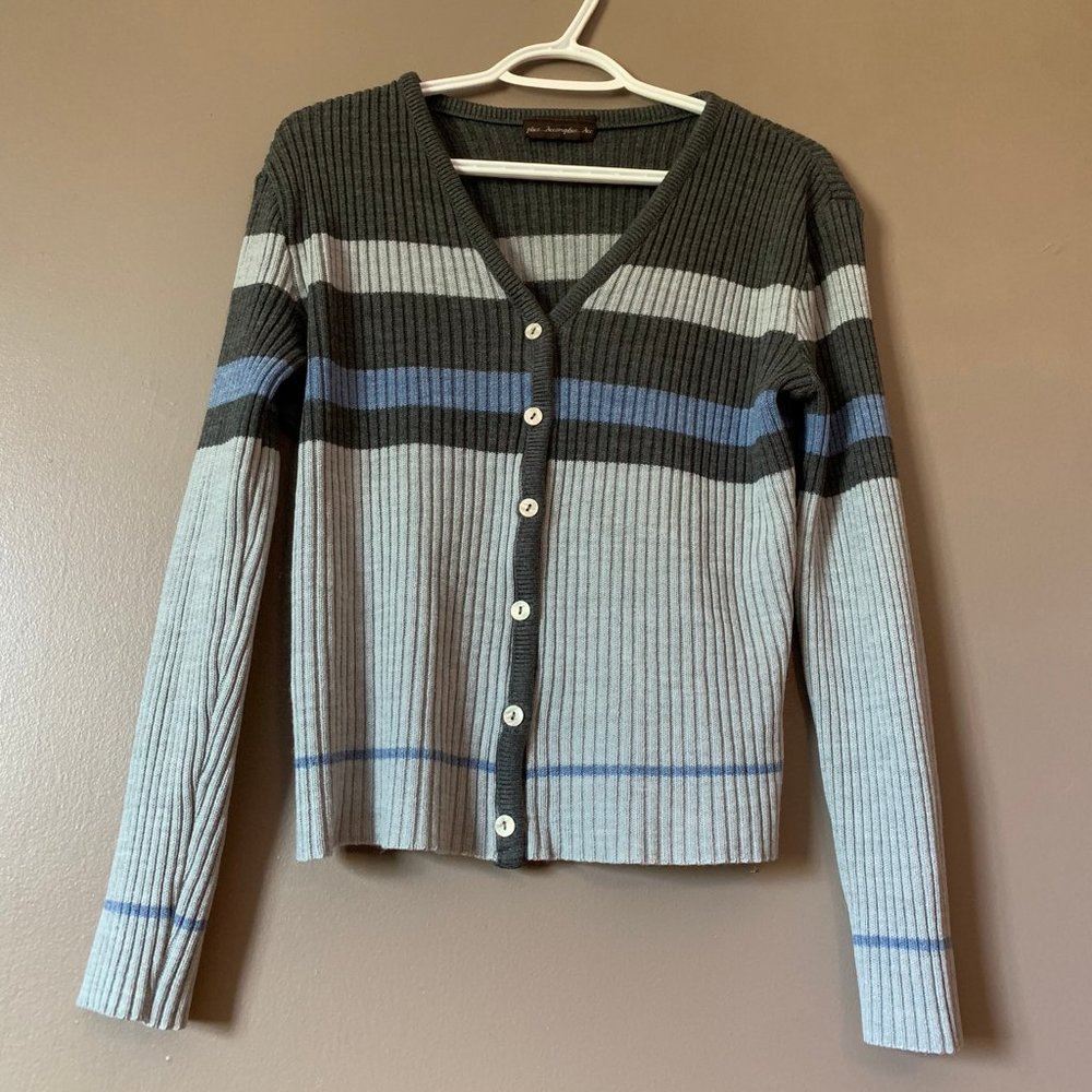 Grey knit button down sweater